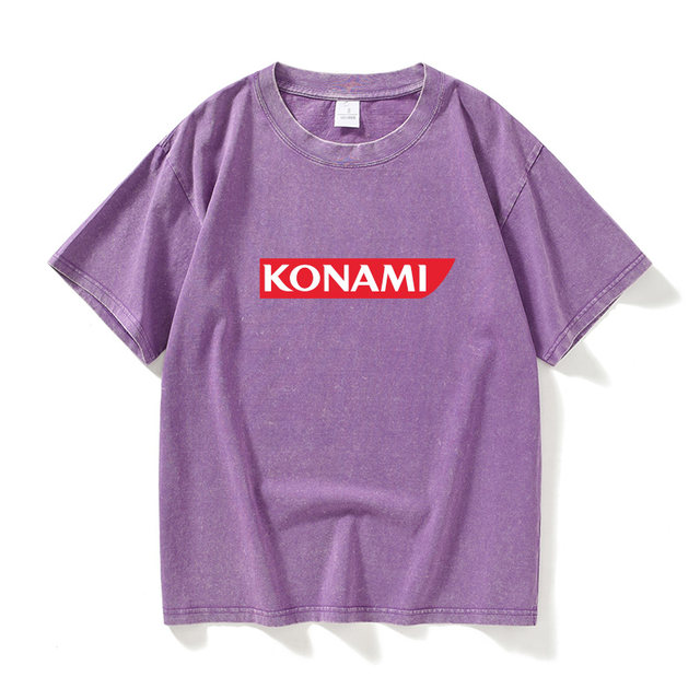 KONAMI logo T -shirt short -sleeved tide clothes female male round neck large size loose summer couple clothes on cotton