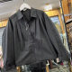 Solid color long-sleeved shirt for women's spring new lapel single-breasted loose slim and versatile casual top solid 0.21