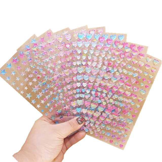 Girls' heart cute shiny mobile phone decoration manual tent three-dimensional love crystal drop glue diary hand account sticker sticker sticker