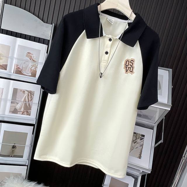 Fat sister's new summer rag-on cotton short-sleeved T-shirt for women's loose large size unique polo shirt top ins