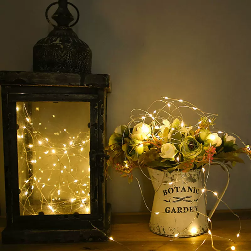 Diy铜线灯串浪漫铜丝led星星串灯防水迷你装饰波