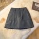 Fashionable pocket PU leather suit skirt for women 2024 autumn and winter versatile high-waisted A-line skirt to make them look slim and short skirt
