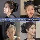 Black double -sided bow grabbing hair accessories princess hair clip female back head head big shark clip headwear hair card