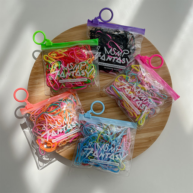 100 pieces in bag~Disposable small rubber band for women's scalp cover Colorful hair rope High elastic durable hair rope hair ring