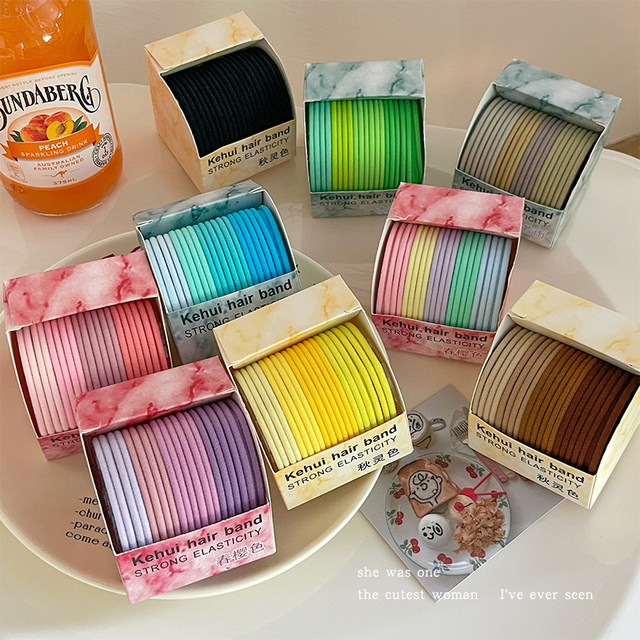 Dopamine candy-colored high-elastic rubber band girls' autumn and winter headbands, ball hair rings, headwear, durable hair ropes