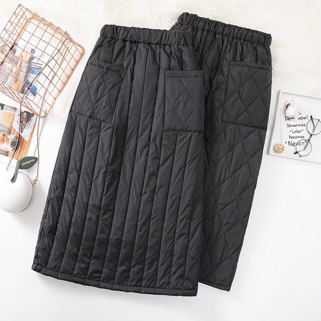 Clearance and pick up bargains ~ Foreign trade women's black suit skirt down cotton one-piece skirt windproof winter skirt mid-length skirt
