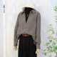 Early spring half turtle neck deep V design sense layered striped fake two-piece shirt loose commuting top for women thick