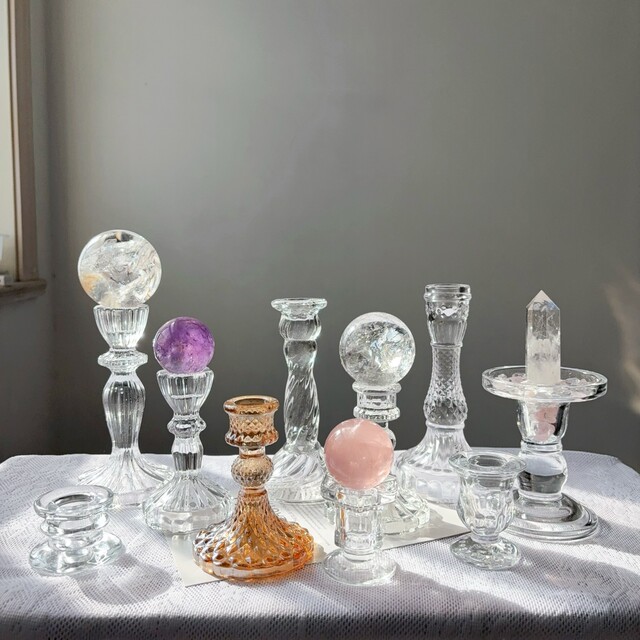 Glass base transparent with crystal ball seat artificial crystal seat big ball same high-end European style home decoration
