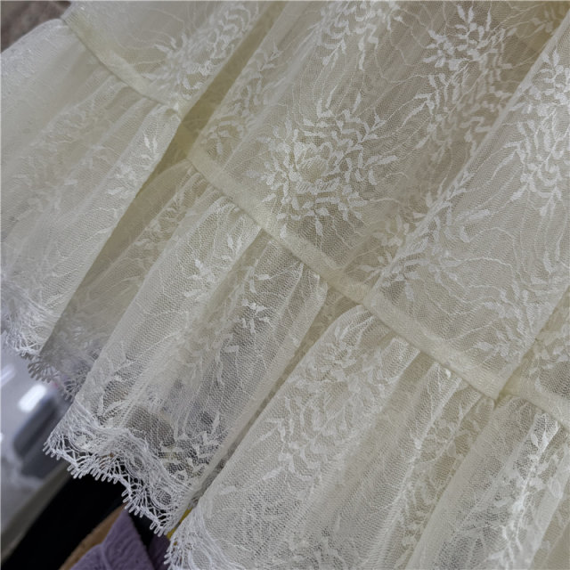 Gentle and sweet lace skirt for women in spring and summer new high-waisted ruffle skirt spliced ​​layered mesh cake skirt