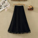 Retro corduroy skirt for women in autumn and winter new high-waisted slim button decorative tassel large a-line sling umbrella skirt