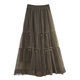 Sweet beaded bow mesh skirt skirt spring and summer new high-waisted spliced ​​cake skirt fairy skirt gauze skirt