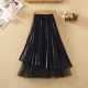 Spring and autumn Korean version of high waist is thin and sweet, sweet net gauze, golden velvet skirt in the long fairy skirt in the middle of the golden velvet skirt