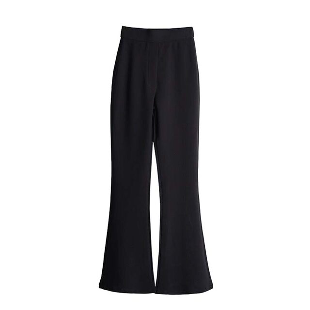 Large size narrow suit pants for women in autumn and winter new style fat mm pear figure plus velvet wide-leg straight micro-flare horseshoe pants