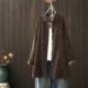 Autumn mid-length floral printed long-sleeved shirt loose casual double-layer cotton tulle cardigan jacket J93
