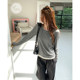 Yoe grey slim base shirt looks slim and layered fake two-piece long-sleeved T-shirt for women in spring and autumn high-end splicing ladies top

