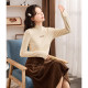 Tang Shi 2025 new spring women's inner bottom shirt half high neck niche long sleeve slim body dress Korean version white