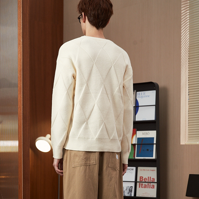 Tang Lion 2023 Autumn and Winter Sweater Men's New texture Lingquan Geometric Design Sensory Knitted Sweaters Korean Sweater Tide
