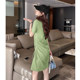 Tang Shi short-sleeved polo collar dress for women 2024 new small casual skirt design drawstring to make them look slim e5