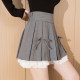 Tang Shi design pleated skirt for women in summer gray lace splicing niche hot girls a-line short skirt skirt jcc
