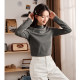 Tang Shi 2025 new spring women's inner bottom shirt half high neck niche long sleeve slim body dress Korean version white