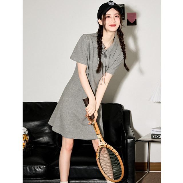 Tang Shi casual striped Polo dress for women new summer women's clothing small loose skirt summer short-sleeved women

