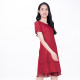 Shengyuzhu women's clothing counter spring and summer solid color bead pattern mid-length mid-waist temperament dress