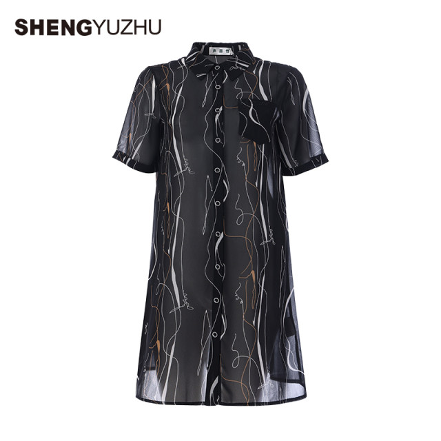 Shengyuzhu official flagship store 2024 summer new mid-length jacket shirt popular temperament and unique women