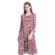 Shengyuzhu spring and summer new dress, slim short-sleeved and seven-quarter sleeves, sweet floral V-neck mid-length skirt, elegant and casual
