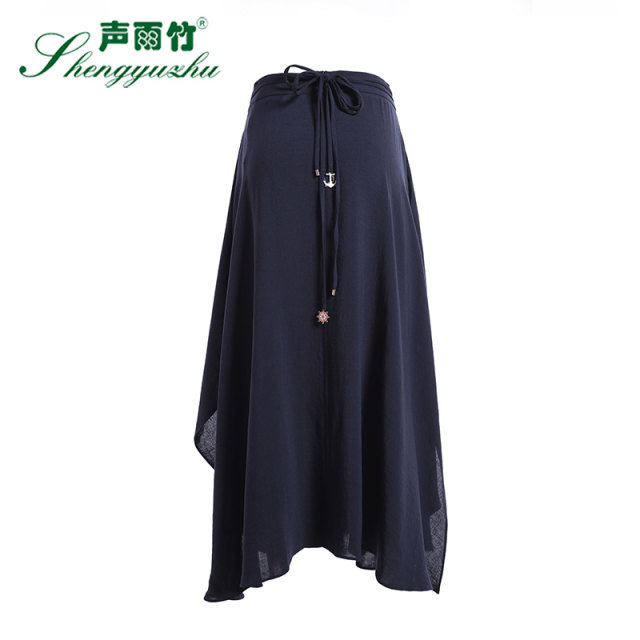 Sound Rain Bamboo counter The same spring and summer new skirt street thin pure color versatile fairy style long skirt A -line skirt
