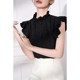 Korean Lin black sleeveless shirt for women with high-end light luxury age-reducing style 2025 new spring and summer temperament top
