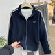 Korean style wear bow zipper sweatshirt jacket stand collar baseball uniform casual sports long sleeve striped cardigan women's spring