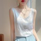 French silk suspender for women with loose butterfly white acetate broadband vest outside wearing satin V-neck top summer
