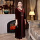 Chen Miaoyan's noble and elegant temperament plus size mother's gold velvet dress lady's wedding banquet dress