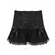 FabGirls Dark Loli bow lace spliced ​​pleated skirt Retro versatile A-line short skirt Winter