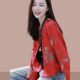 New Chinese style embroidered one-button short jacket for women 2024 spring and autumn style high-end red national style New Year greeting top
