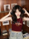 Pure desire to be chic and unique American retro girl short navel cage small vest outside wearing slim sleeveless top women

