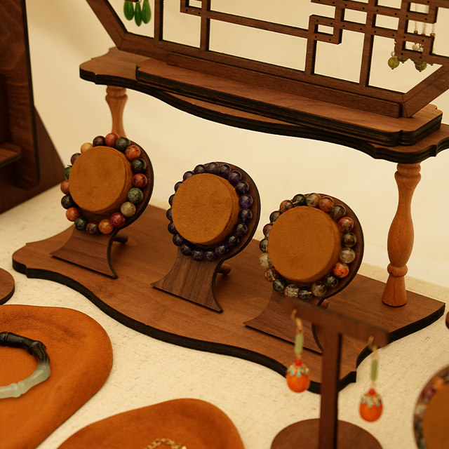 Jewelry display stand walnut flower window earring stand arch bracelet stand store jewelry display shooting props
