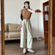 Small 7-point 145 meters white corduroy casual pants for women in autumn and winter plus velvet thickened eight-point harem pants xxs size
