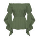 European and American women Renaissance shirt pleated sleeves off-shoulder ruffled shirt top blouse woman
