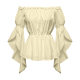 European and American women Renaissance shirt pleated sleeves off-shoulder ruffled shirt top blouse woman
