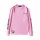 2023 new autumn and winter pink printed arm pockets decorated with cross loose oversize off-shoulder long-sleeved T-shirt