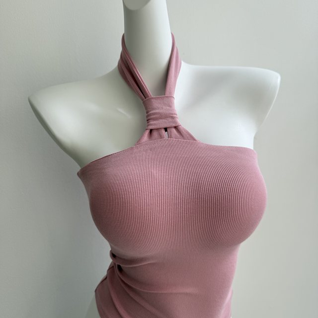 The king of single wear! Cartoon breasts with padded breasts, double-layer design, halter neck, backless sexy tank top, women's inner layering shirt