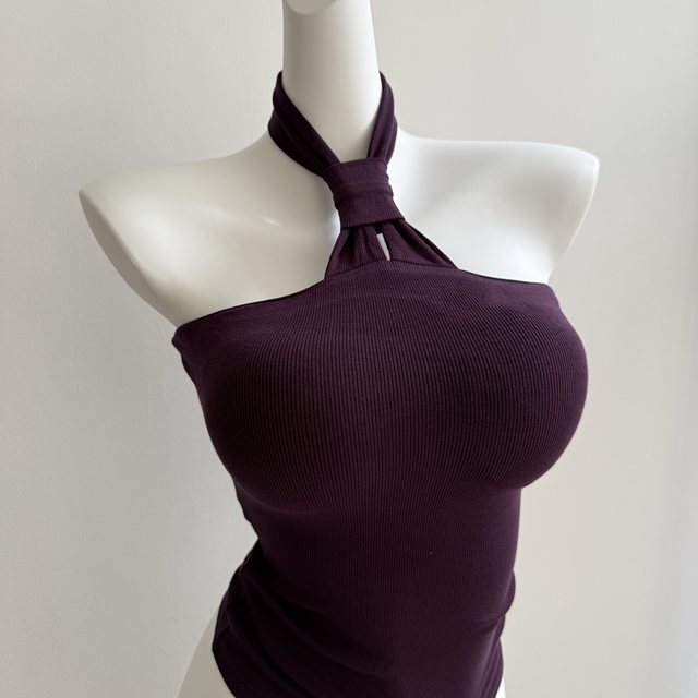 The king of single wear! Cartoon breasts with padded breasts, double-layer design, halter neck, backless sexy tank top, women's inner layering shirt