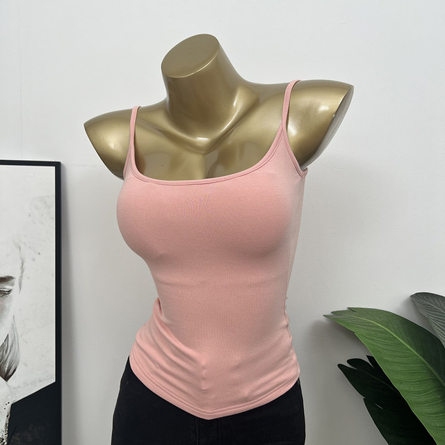 Private model~Basic Bi-breasted sexy U-neck cover with breast pads and breasts suspender vest skin-friendly and easy to wear inner bottom for women