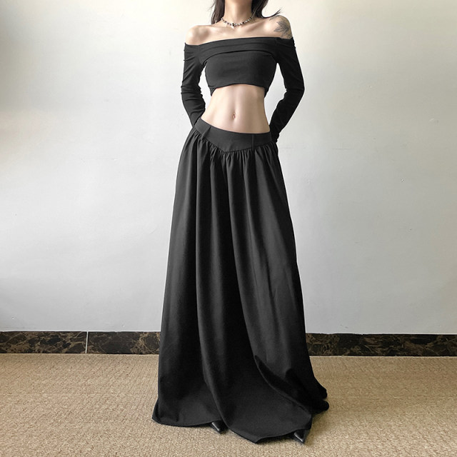 # SISJULY# Cold and fashionable it girl loose versatile skirt female dangling feeling big suits long skirt