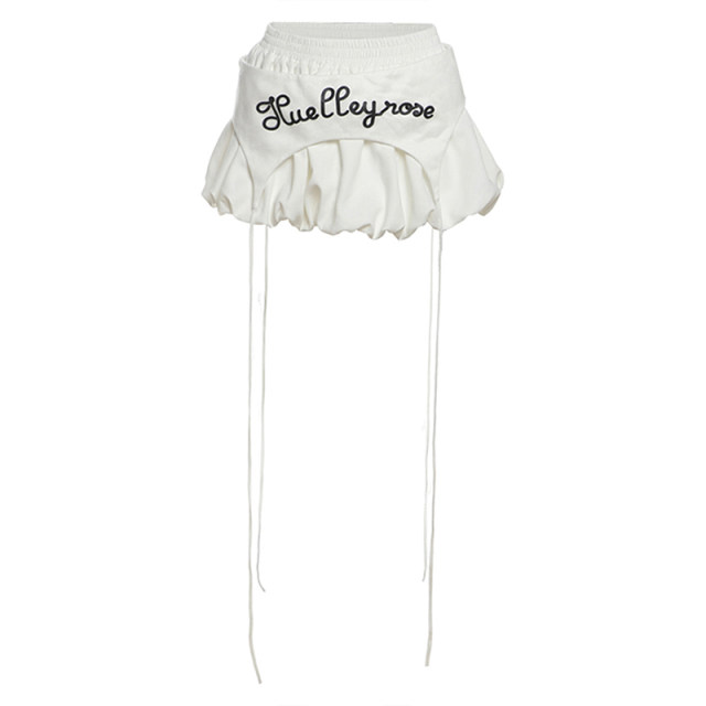 #Sisjuly#punk girl retro contrasting letter print high-waisted fluffy skirt for women high-waisted versatile trendy skirt