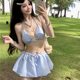 Bikini girl sweet swimsuit women's bud skirt bikini swimsuit pure and beautiful three-piece hot spring swimsuit