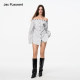 JAC FLEURANT2025 Spring and Summer New Style Shirt Women's Long Sleeve Striped Loose White One-Shoulder Waist Shirt
