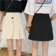 Plus size fat mm spring Korean version 2022 new slim button skirt female students versatile A-line side pleated skirt