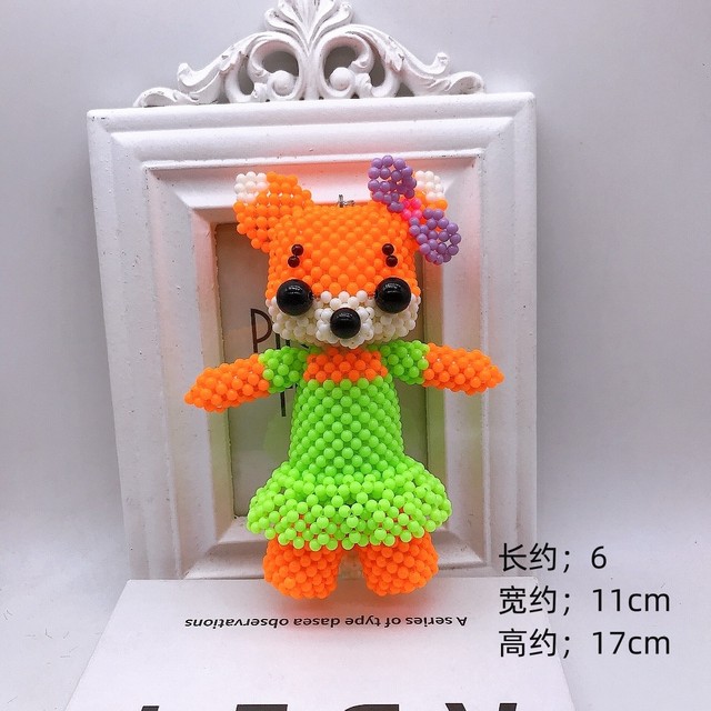 
Handmade beaded little fox couple fox pendant key bag pendant cartoon doll desk decoration jewelry